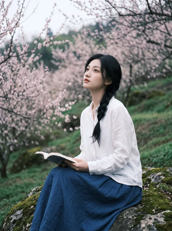 个人写真模板:春日清冷梅林人像
